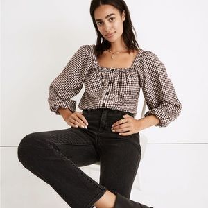 Madewell Gingham Puff sleeve Top